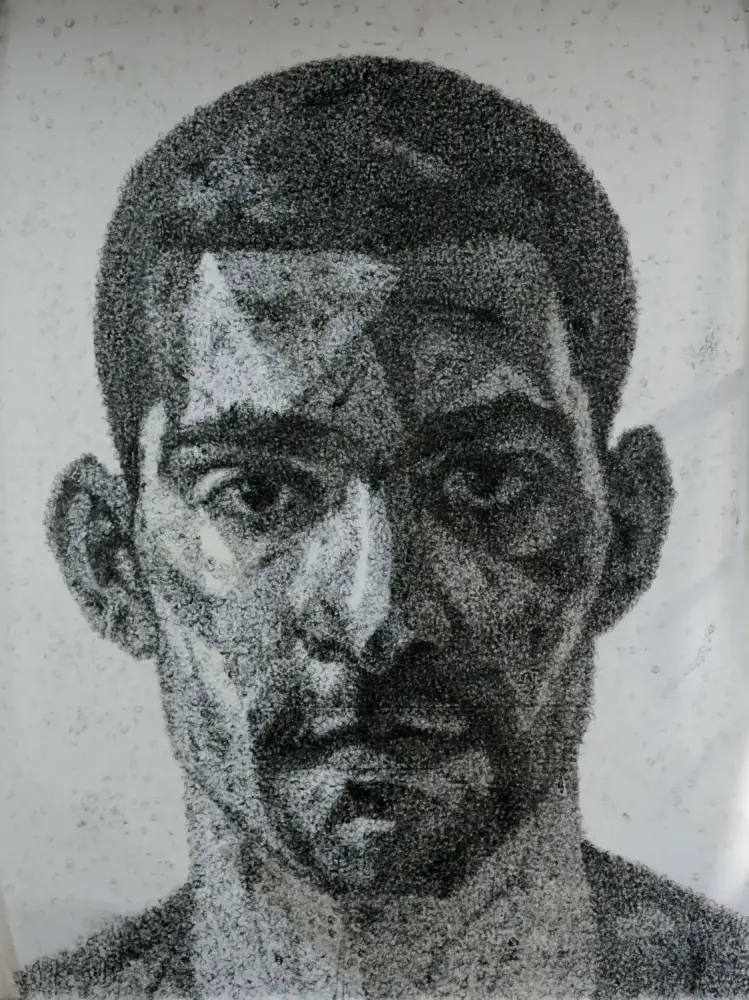 Self-portrait, 250x200cm, Ink and stamp-resized